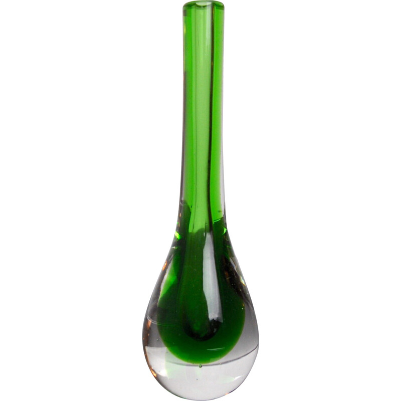 Vase Sommerso vintage vert par Seguso, Italie 1970