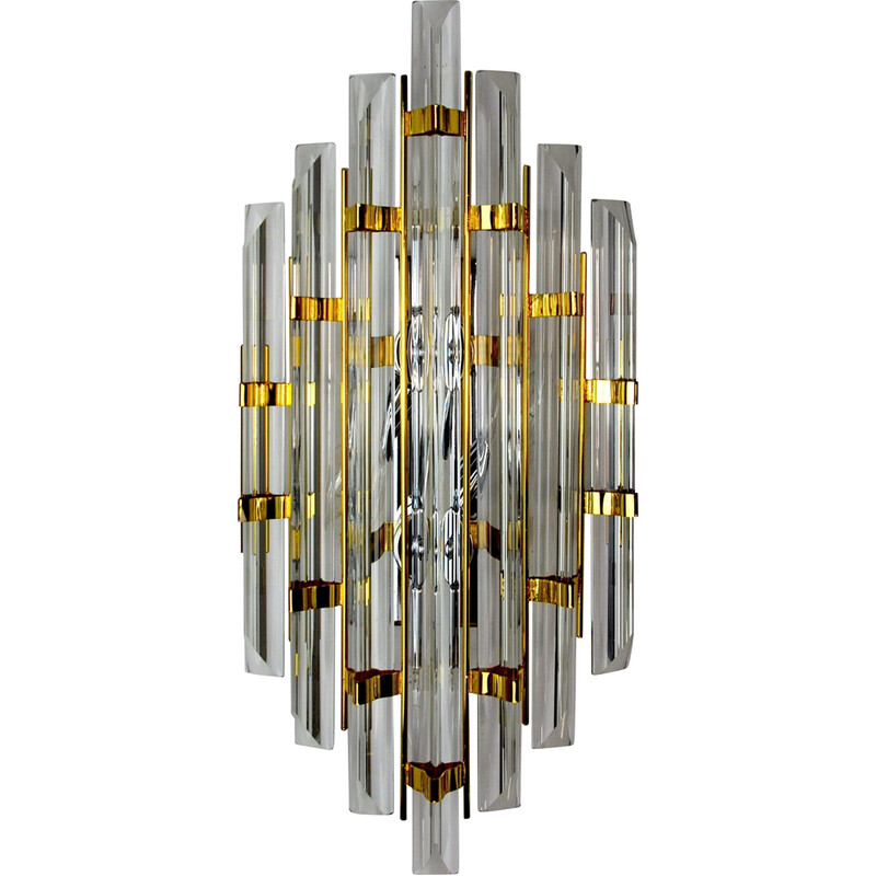 Vintage glass and metal wall lamp by Venini, Italy 1970