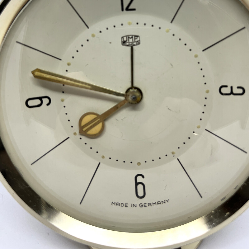 Vintage brass alarm clock by Umf Ruhla, Germany 1960s