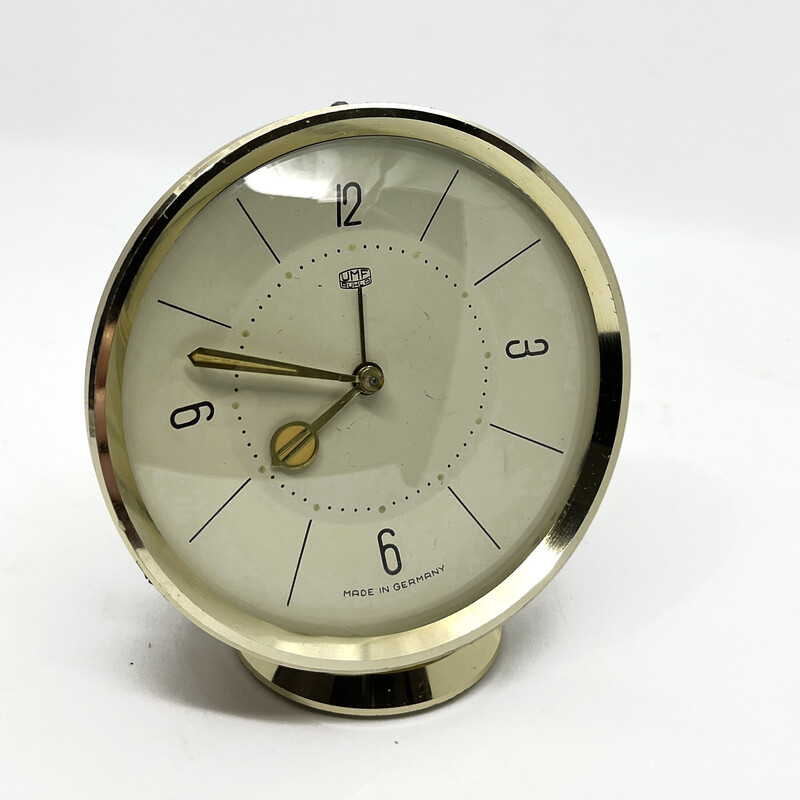 Vintage brass alarm clock by Umf Ruhla, Germany 1960s