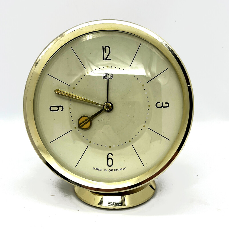 Vintage brass alarm clock by Umf Ruhla, Germany 1960s