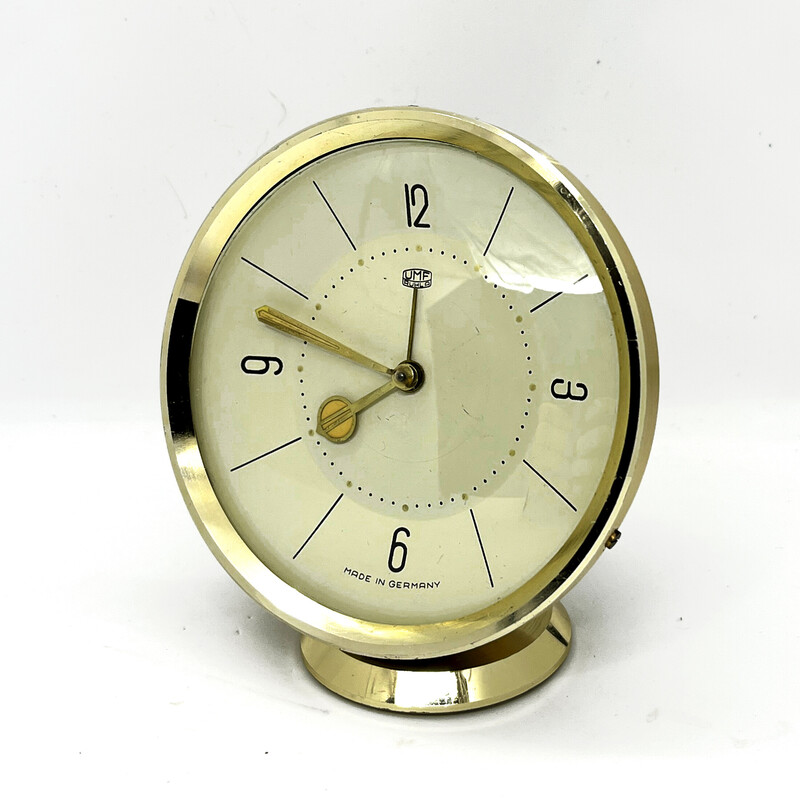 Reloj despertador vintage de latón de Umf Ruhla, Alemania Años 60