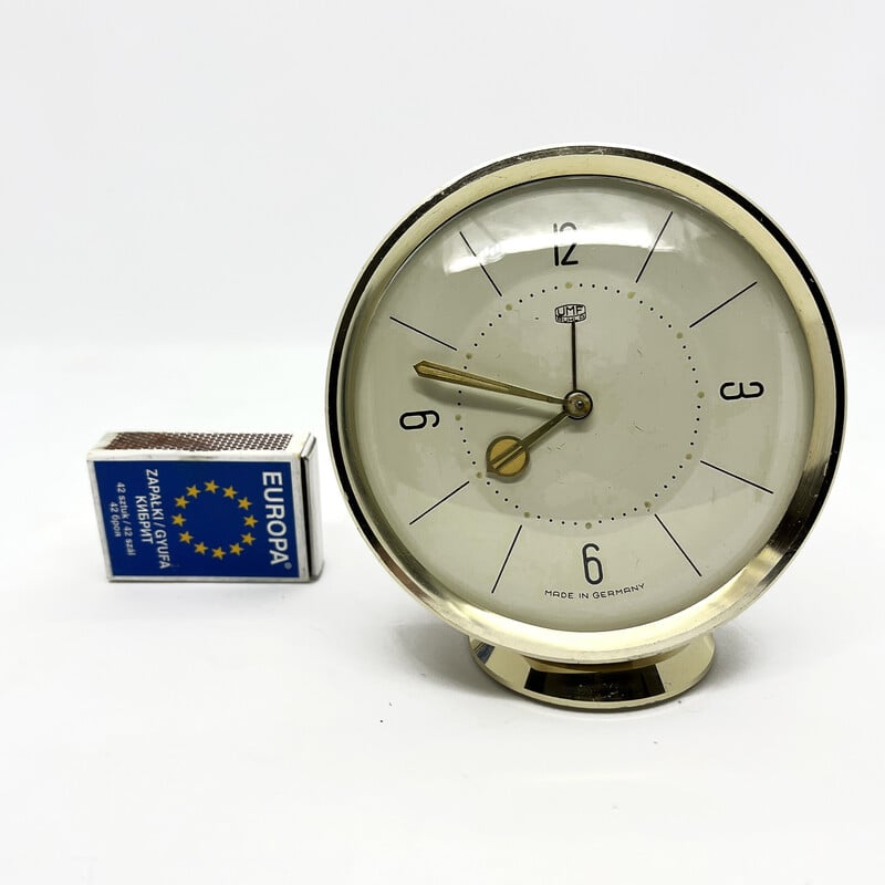 Vintage brass alarm clock by Umf Ruhla, Germany 1960s