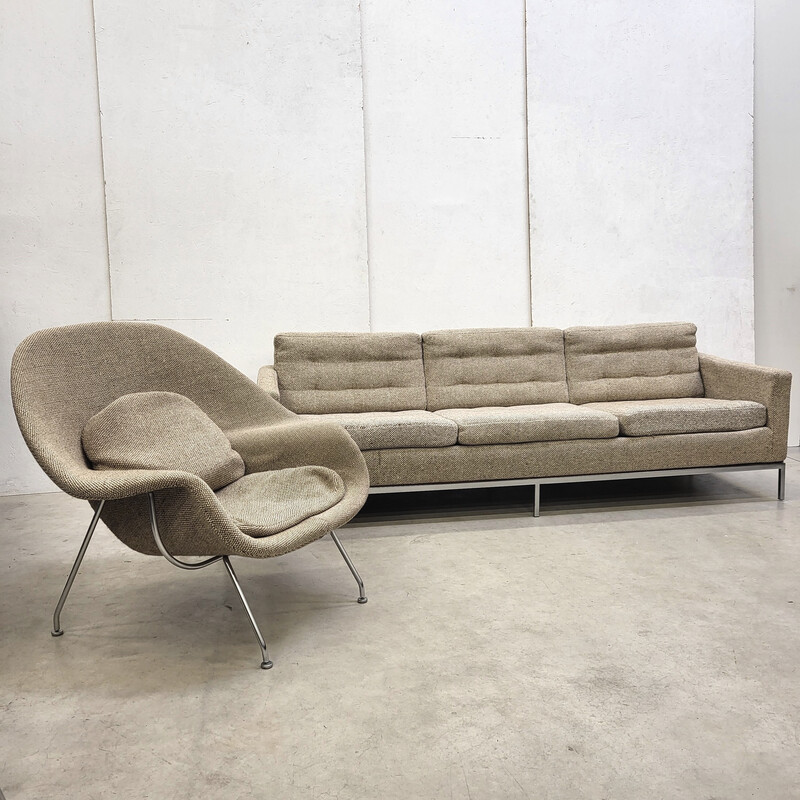 Sofá vintage de 3 lugares em lã Cato de Florence Knoll para Knoll