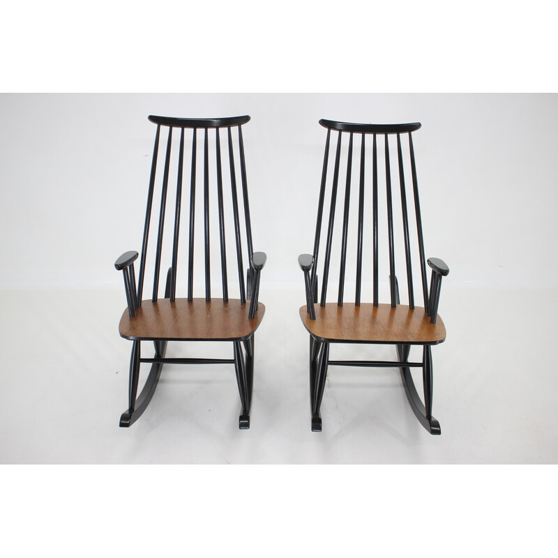 Pair of vintage Varjosen Puunjalostus beechwood rocking chairs, Finland 1960s