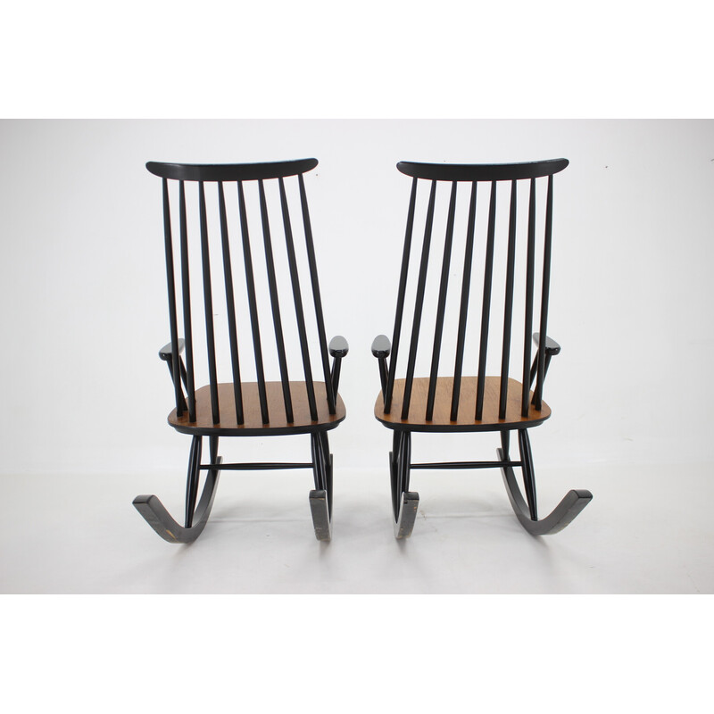 Pair of vintage Varjosen Puunjalostus beechwood rocking chairs, Finland 1960s