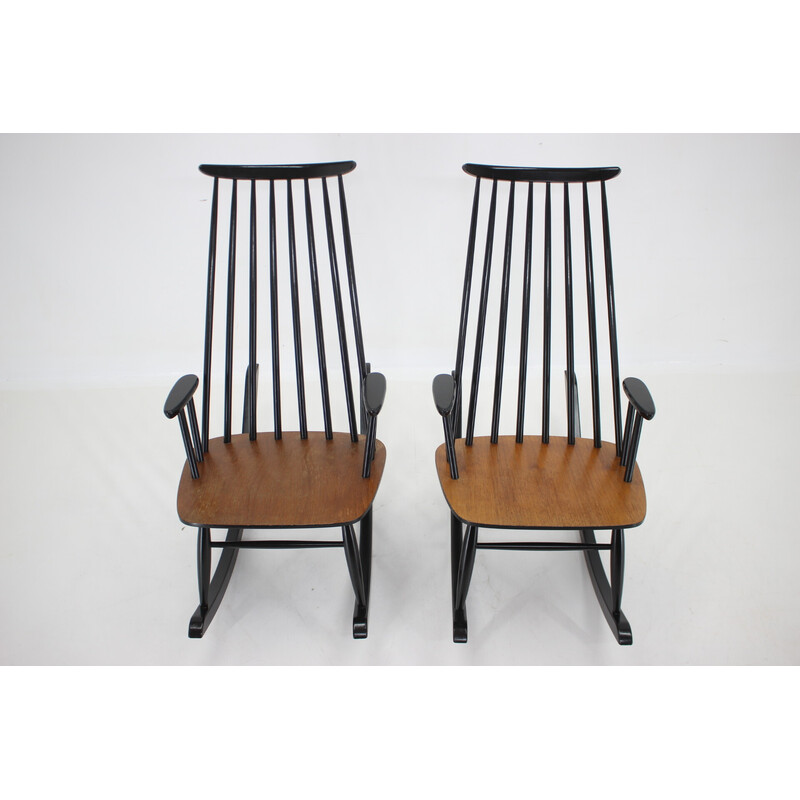 Pair of vintage Varjosen Puunjalostus beechwood rocking chairs, Finland 1960s