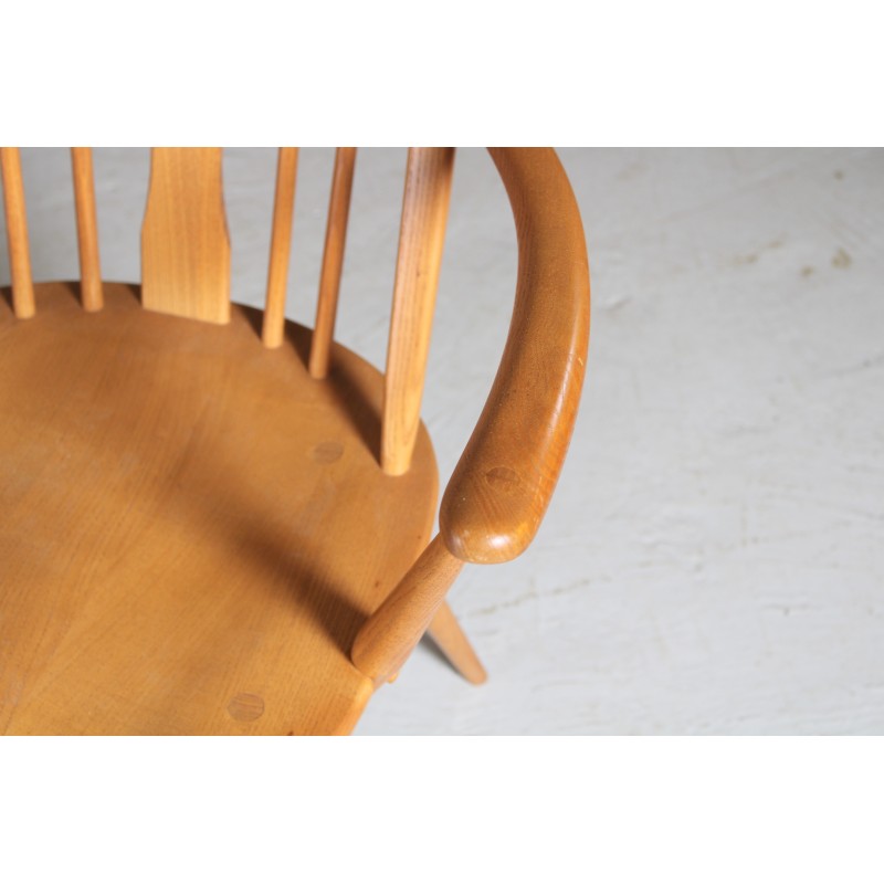Conjunto de 6 cadeiras Ercol Swan vintage em madeira de olmo, 1970