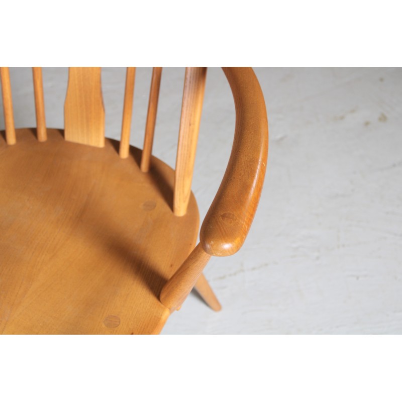 Set of 6 vintage Ercol Swan chairs in elmwood, 1970