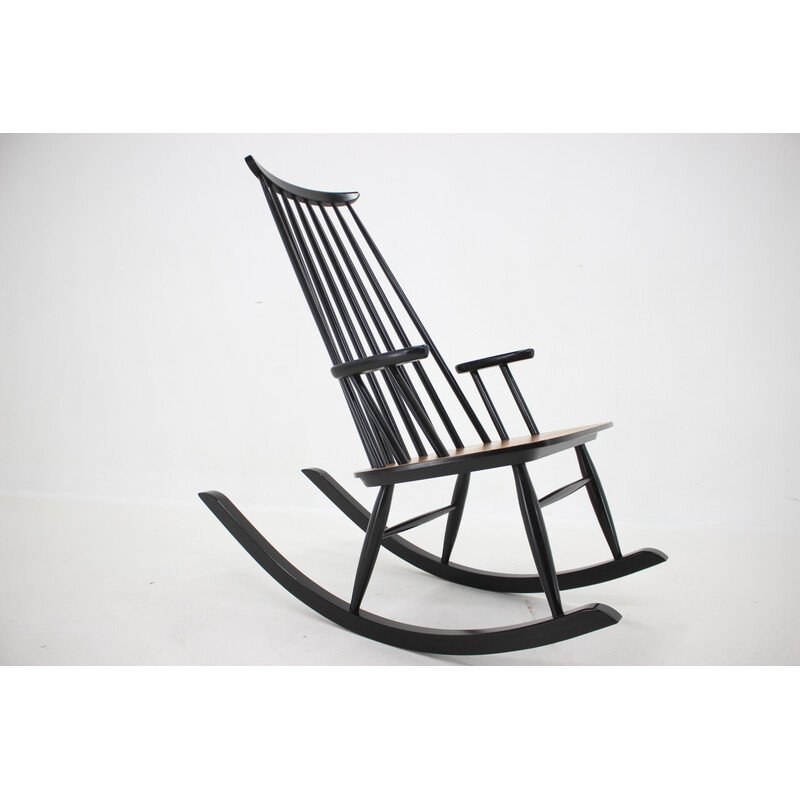 Vintage beechwood rocking chair by Varjosen Puunjalostus, Finland 1960s