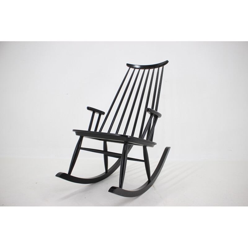 Vintage beechwood rocking chair by Varjosen Puunjalostus, Finland 1960s