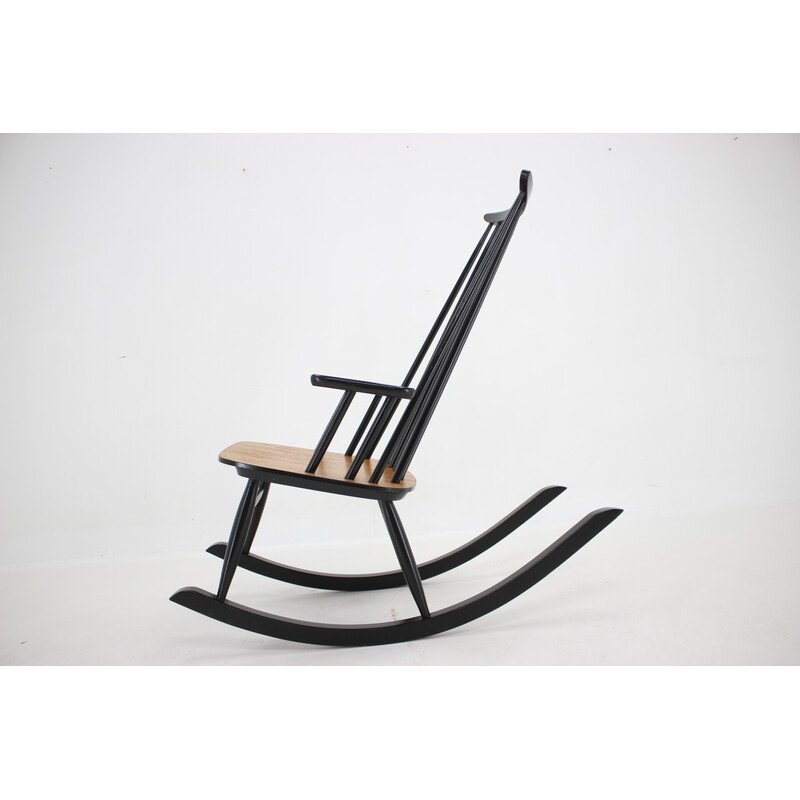 Vintage beechwood rocking chair by Varjosen Puunjalostus, Finland 1960s