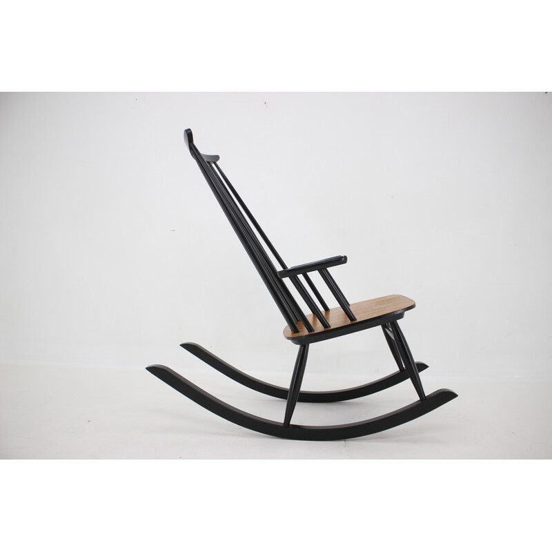 Vintage beechwood rocking chair by Varjosen Puunjalostus, Finland 1960s