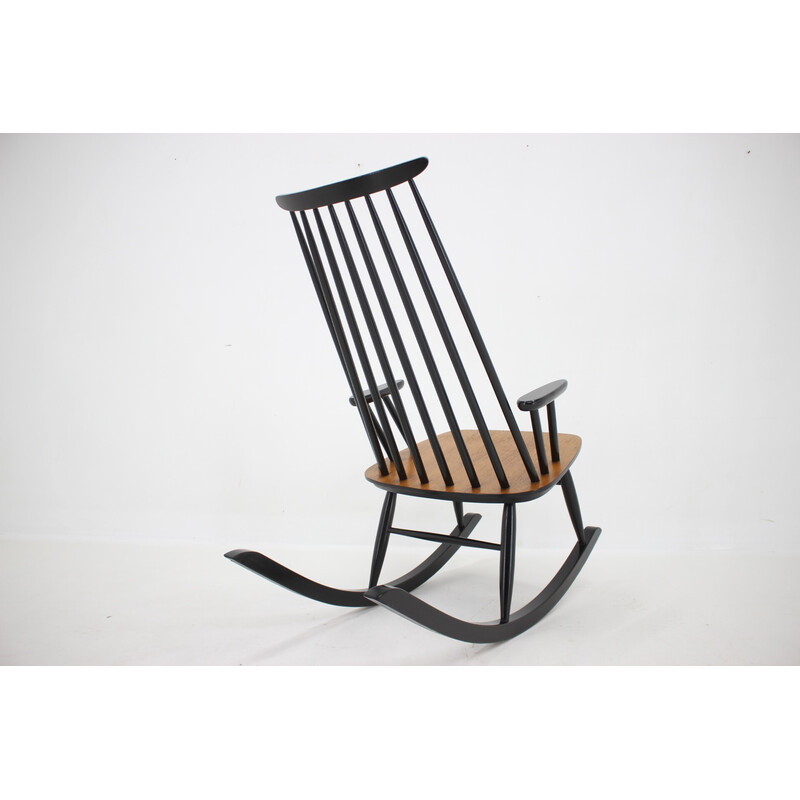 Vintage beechwood rocking chair by Varjosen Puunjalostus, Finland 1960s