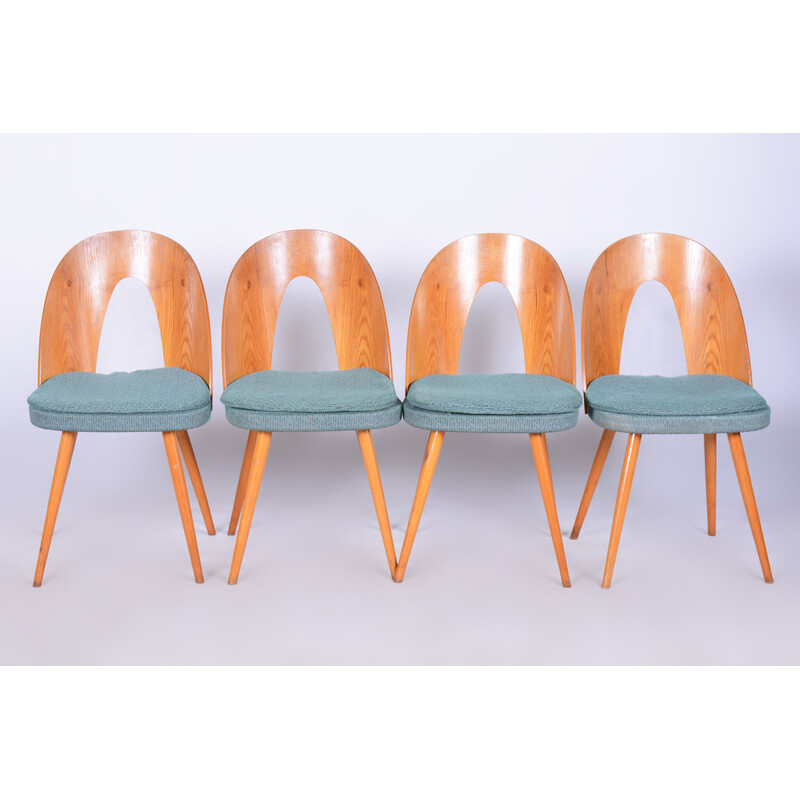 Conjunto de 4 cadeiras Bauhaus vintage em madeira de freixo de Antonin Suman, República Checa, anos 30