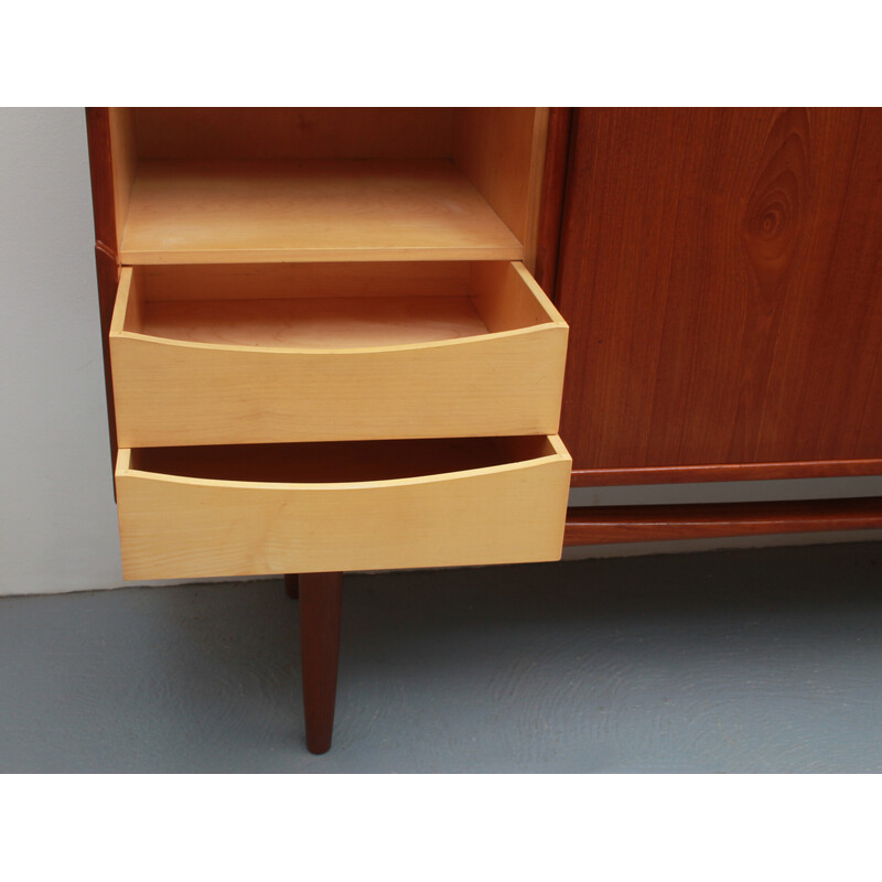 Vintage highboard in teak with sliding doors, 1960s