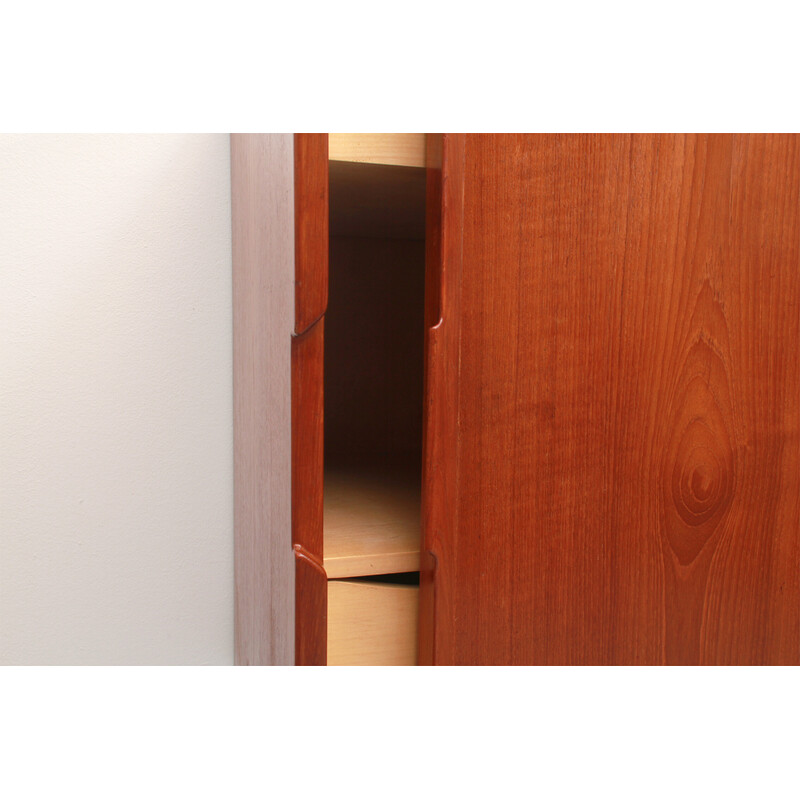 Vintage highboard in teak with sliding doors, 1960s