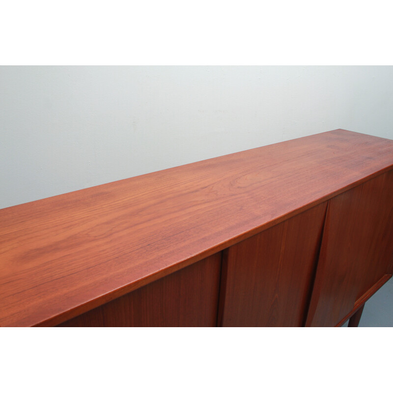 Vintage highboard in teak with sliding doors, 1960s