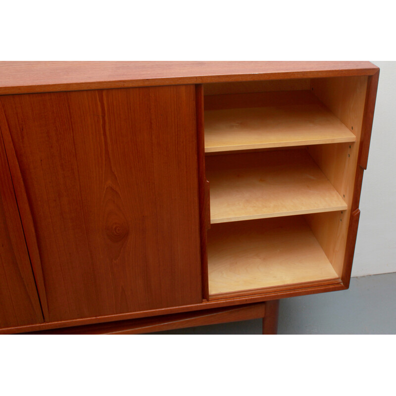 Vintage highboard in teak with sliding doors, 1960s