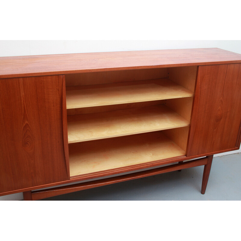 Vintage highboard in teak with sliding doors, 1960s