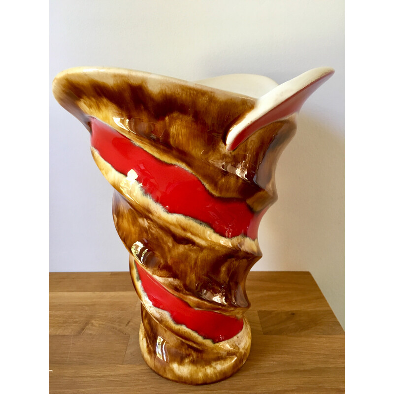 Vintage-Vase aus glasierter Keramik von Baudin