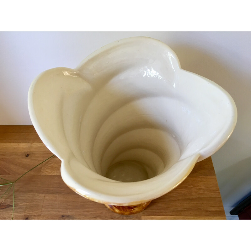 Vintage-Vase aus glasierter Keramik von Baudin