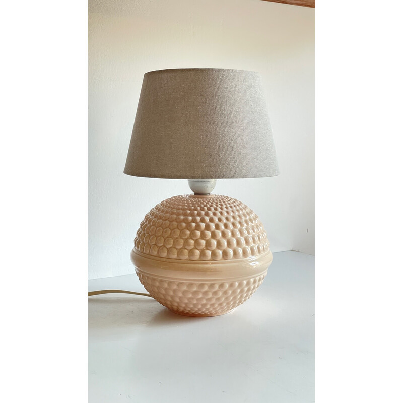 Lampada vintage in ceramica rosa, 1990