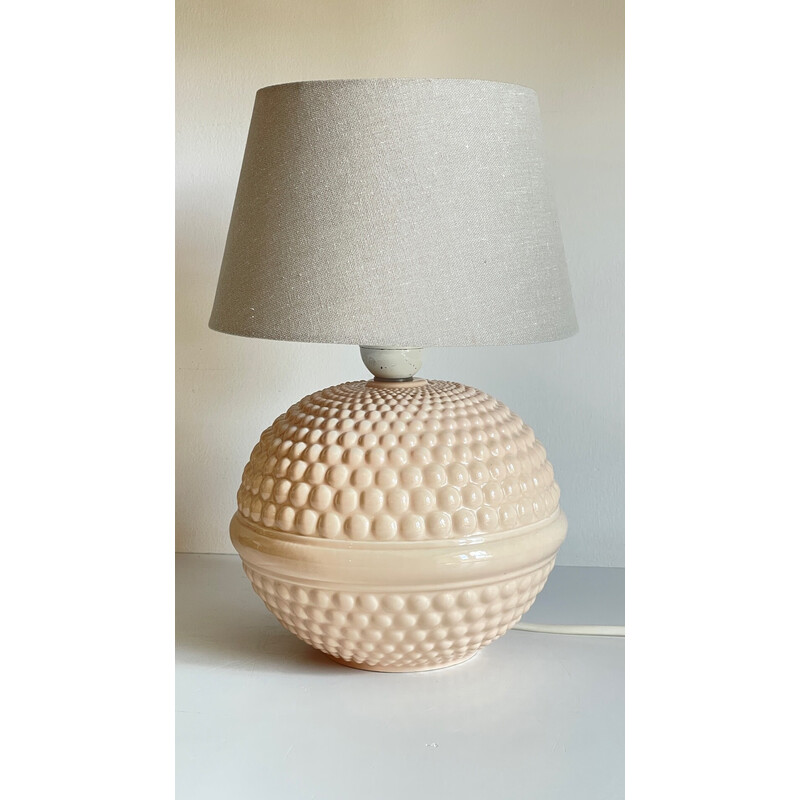 Vintage pink ceramic lamp, 1990