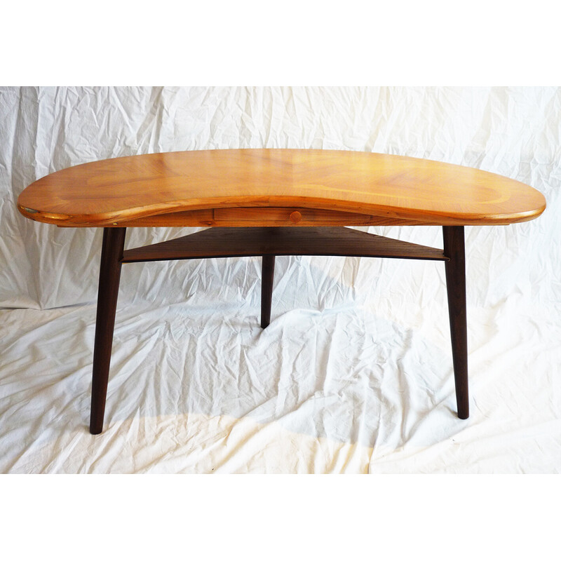 Vintage tripod side table in bean shape