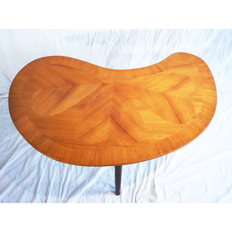 Vintage tripod side table in bean shape