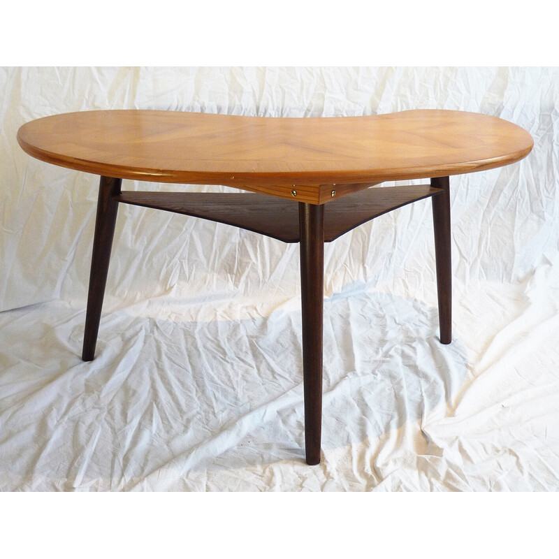 Vintage tripod side table in bean shape