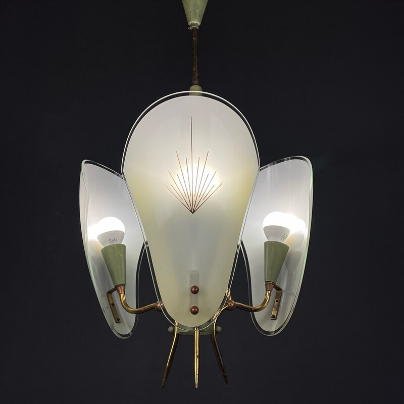 Vintage brass chandelier, Italy 1950s