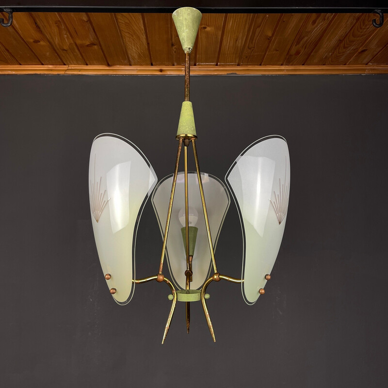 Vintage brass chandelier, Italy 1950s