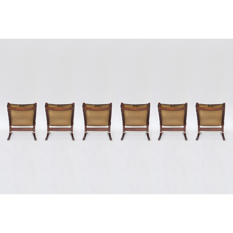 Set van 6 vintage pindabruine Siesta fauteuils van Ingmar Relling voor Westnofa, 1960
