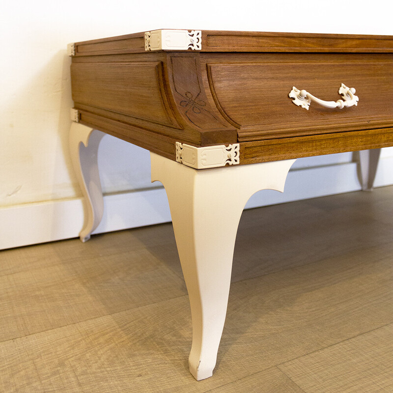 Vintage teak coffee table with steel legs