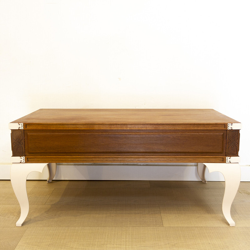 Vintage teak coffee table with steel legs