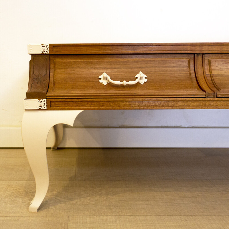 Vintage teak coffee table with steel legs