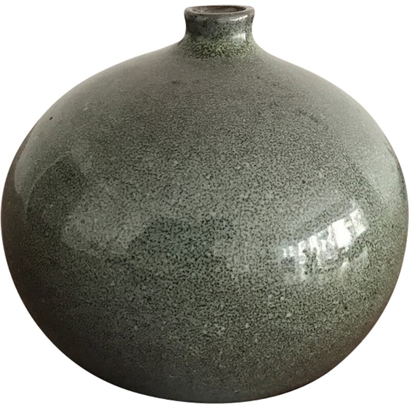 Green vase in ceramics by Jacques & Dani Ruelland - 1950s