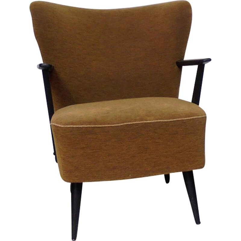 Pair of khaki cocktail bridge armchairs - 1960s