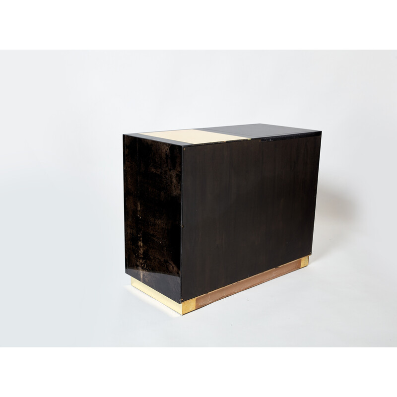 Vintage cabinet bar in parchment and brass by Aldo Tura, Italy 1960