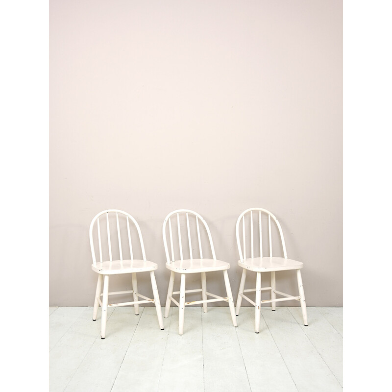 Ensemble de 3 chaises en bois vintage, Suède