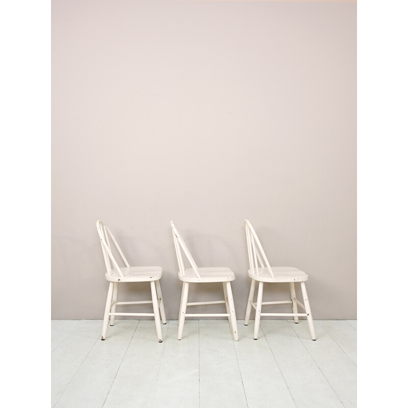 Ensemble de 3 chaises en bois vintage, Suède