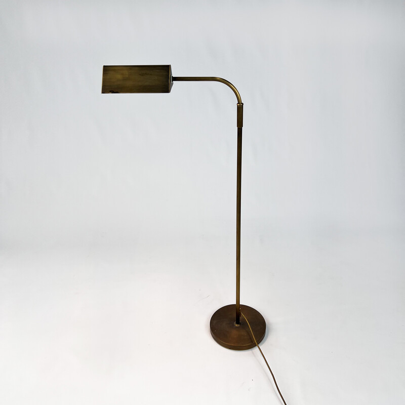 Lámpara de pie vintage de latón y acero, 1960