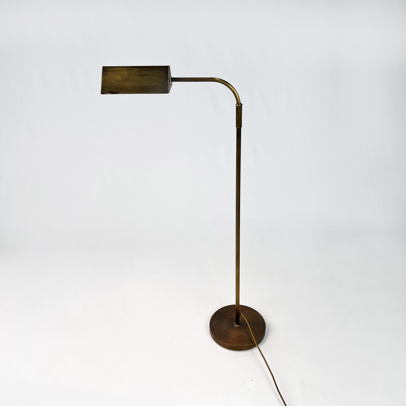 Lámpara de pie vintage de latón y acero, 1960