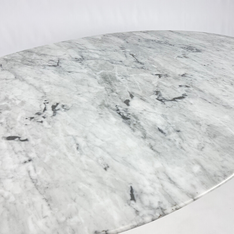 Vintage oval marble dining table, Italy 1960