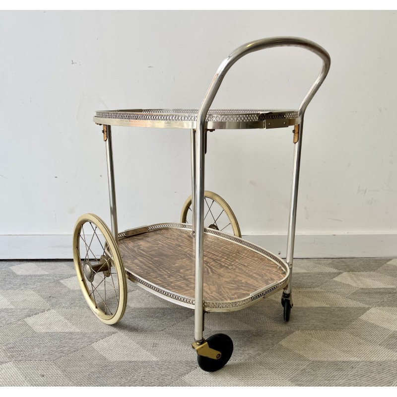 Vintage beverage trolley with a removable top tray, 1960-1970