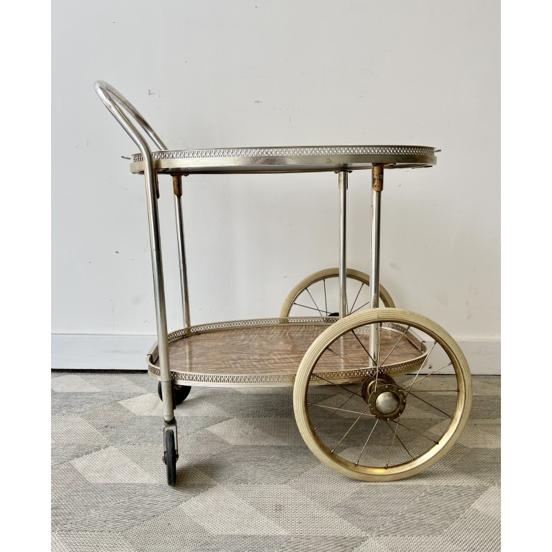 Vintage beverage trolley with a removable top tray, 1960-1970