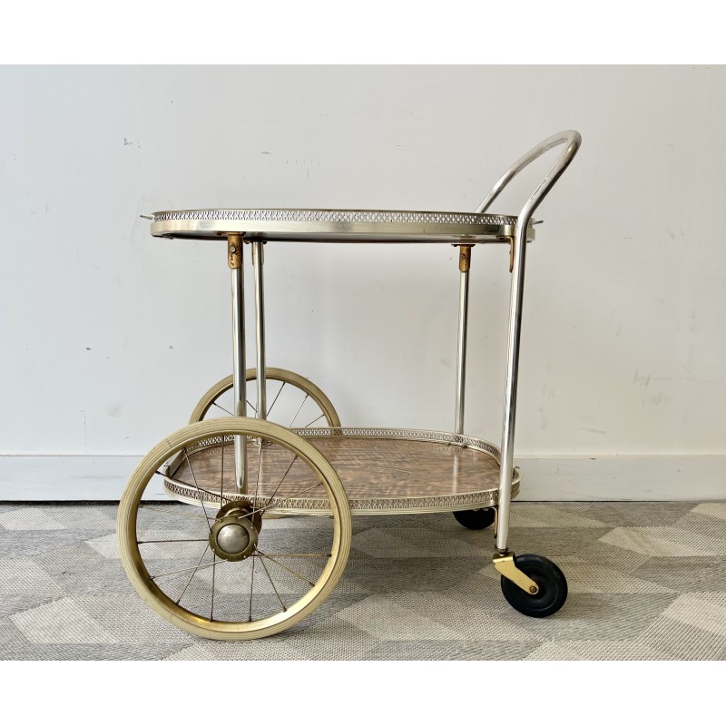 Vintage beverage trolley with a removable top tray, 1960-1970