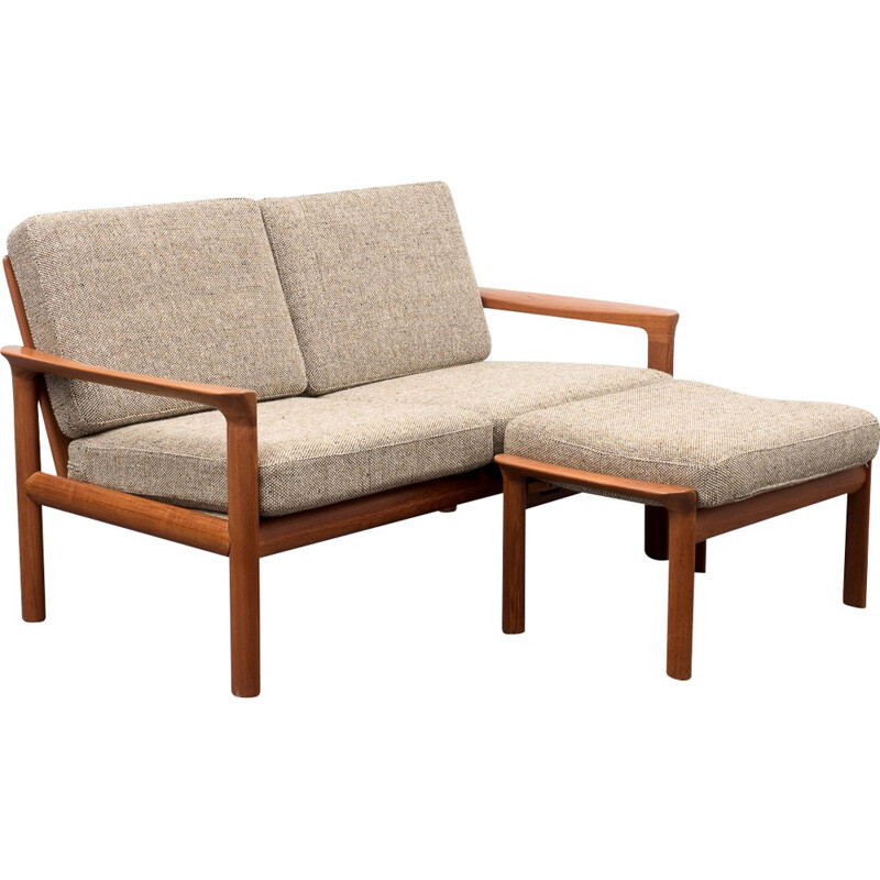 Two seater sofa with stool by Sven Ellekaer for Komfort - 1960s