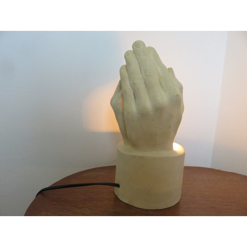 Vintage terracotta hand lamp, France 1970